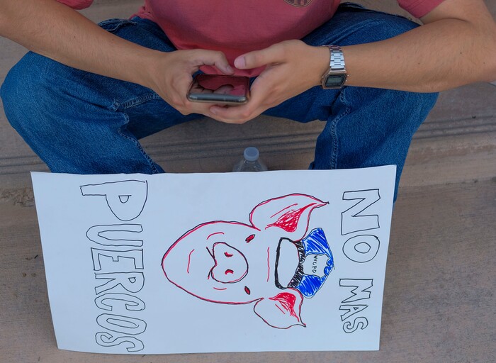 (Leah Hogsten  |  The Salt Lake Tribune) About 75 people rallied for the People's Council to defund the West Valley Police Department outside West Valley City Hall, Aug.8, 2020.  Saturday's rally was hosted by the Salt Lake chapter of the Party for Socialism and Liberation.