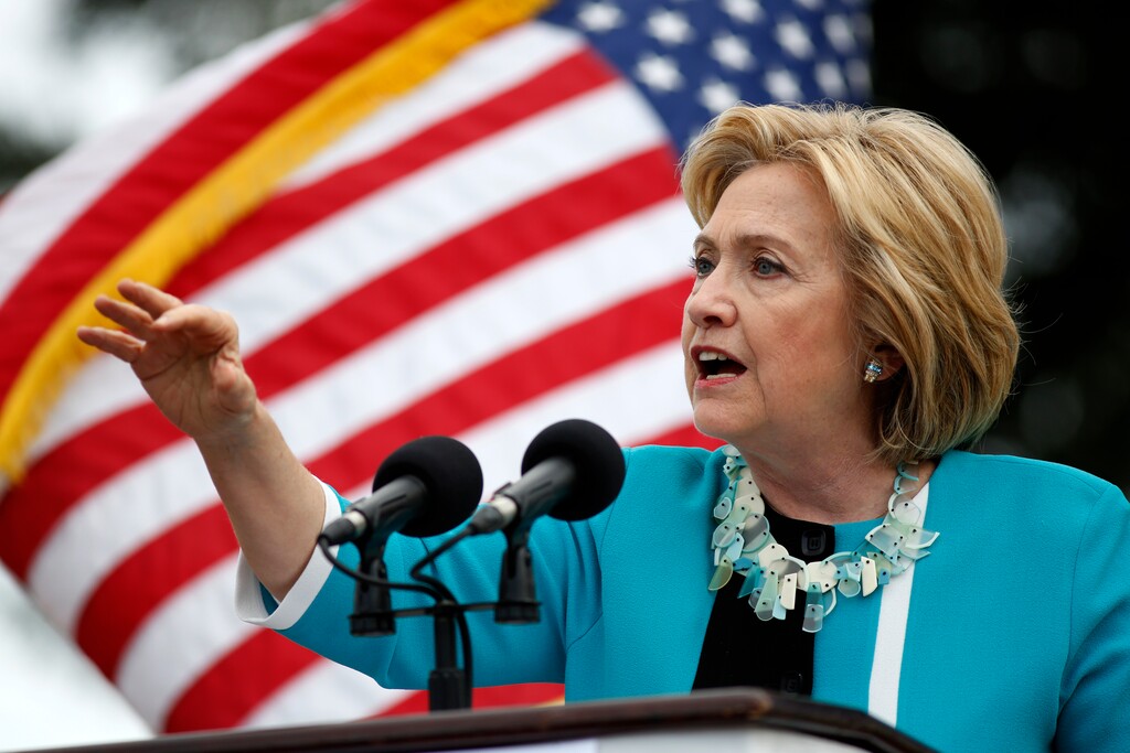 Democratic presidential candidate Hillary Rodham Clinton speaks to the crowd at the Jenkins Orphanage in North Charleston, S.C., Saturday, Nov. 21, 2015, during the Blue Jamboree event. (AP Photo/Mic Smith)