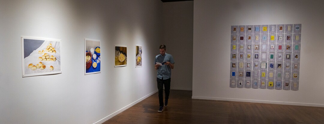 (Leah Hogsten | The Salt Lake Tribune) "Marrow" a photo exhibit by Daniel George examines the culinary and cultural heritage of members of The Church of Jesus Christ of Latter-day Saints, Sept. 3 2021. George recreated and photographed dishes from Ward Cookbooks, including Funeral Potatoes, Casseroles, Jello creations, turning food into folk art.