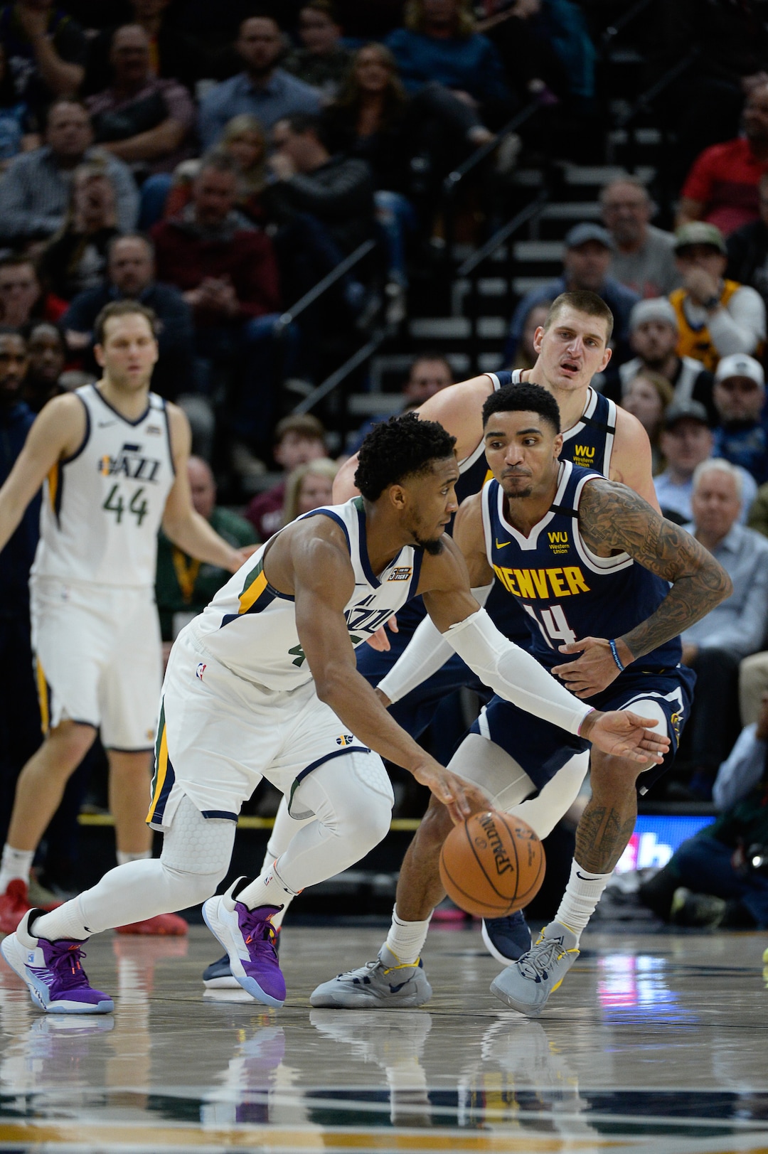 (Francisco Kjolseth  |  The Salt Lake Tribune) as the Utah Jazz host the Denver Nuggets in their NBA basketball game at Vivint Smart Home Arena in Salt Lake City on Wednesday, Feb. 5, 2020.