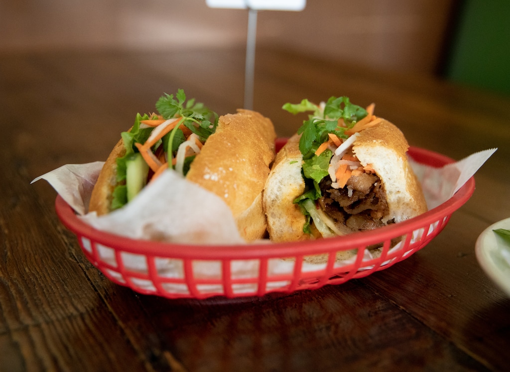 (Rachel Rydalch | The Salt Lake Tribune) All Chay, a vegan Vietnamese restaurant in Salt Lake City's Fairpark neighborhood, offers many vegan options, including the chicken teriyaki bánh mì pictured here, on Saturday, March 19, 2022.