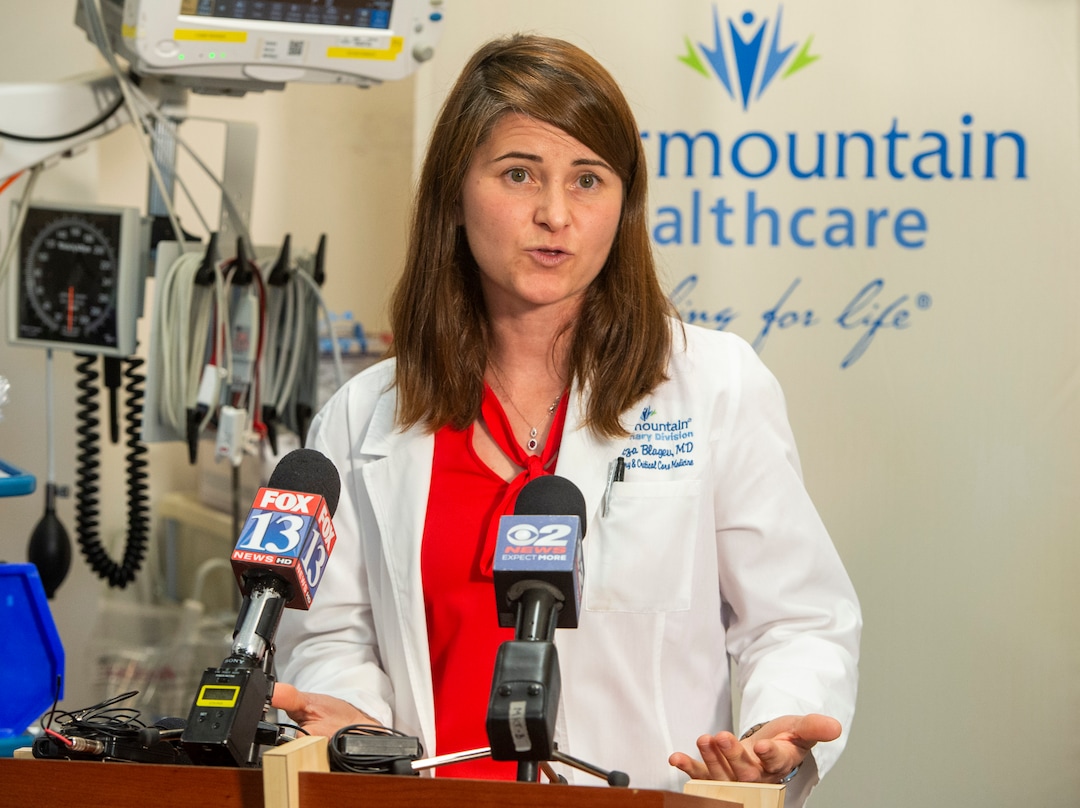 (Rick Egan  |  The Salt Lake Tribune)     Denitza Blagev from Intermountain Pulmonary Division talks about the results of Intermountain Health Care study about treatment guidelines for patients for e-cigarette or vaping-associated lung injuries, Friday, Nov. 8, 2019.
