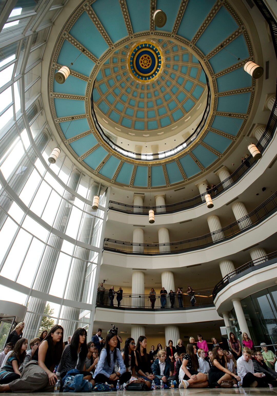 (Steve Griffin  |  The Salt Lake Tribune) Midvale Middle School children listen to Justice Christine Durham as she reads the Preamble Of The Constitution as the Utah State Courts celebrate Constitution Day in the rotunda of the Matheson Courthouse in Salt Lake City Friday September 15, 2017.
