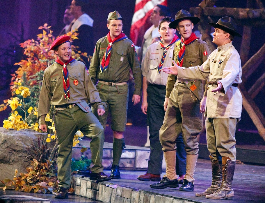Leah Hogsten | The Salt Lake Tribune
The Church of Jesus Christ of Latter-day Saints and the Boy Scouts of America presented an original stage production about the history and values of Scouting. "A Century of Honor" commemorated the 100-year partnership between the LDS Church and the BSA, Tuesday, Oct. 29, 2014, at the Conference Center. The program featured multiple choirs, historical re-enactment, dynamic set design, and multiple special effects drawing upon the skills and outdoor experiences that are hallmarks of Scouting.
