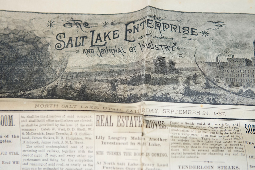 (Jeremy Harmon  |  The Salt Lake Tribune) This copy of the Salt Lake Enterprise was found inside a time capsule that was buried in the corner stone of Ogden Academy on September 27, 1887. Items from the time capsule were displayed at the Utah State Archives on Wednesday, Oct. 16, 2019.