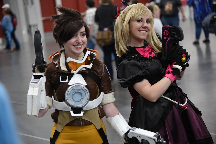 (Francisco Kjolseth  |  The Salt Lake Tribune)  Rachel Kingsford, left, and Justine Ghosty as characters from Overwatch attend the start of FanX Salt Lake Comic Convention at the Salt Palace in Salt Lake City Thursday, Sept. 6, 2018, during the three-day pop culture convention.