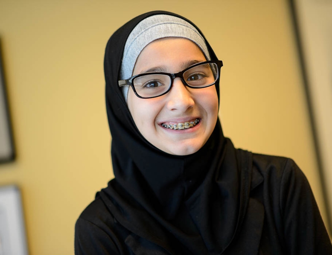 (Trent Nelson | The Salt Lake Tribune)  Maram Al-Shammari, an 11-year-old Muslim girl, recounts experience of having her hijab pulled off her head at school.  The Refugee Justice League, a group of attorneys that provide pro-bono work for refugees in Utah, held a news conference tomorrow to discuss a letter they are sending to school districts asking them to adopt best practices to better handle reports of students bullying/singling out refugee students for their religious clothing, in Murray on Thursday Nov. 15, 2018.