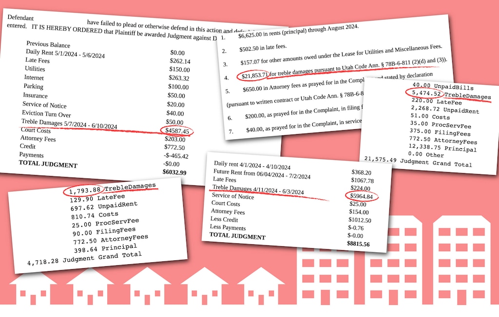 (Christopher Cherrington  |  The Salt Lake Tribune) Treble damages can greatly increase what tenants owe in eviction cases, as shown in judgments pulled from court records.