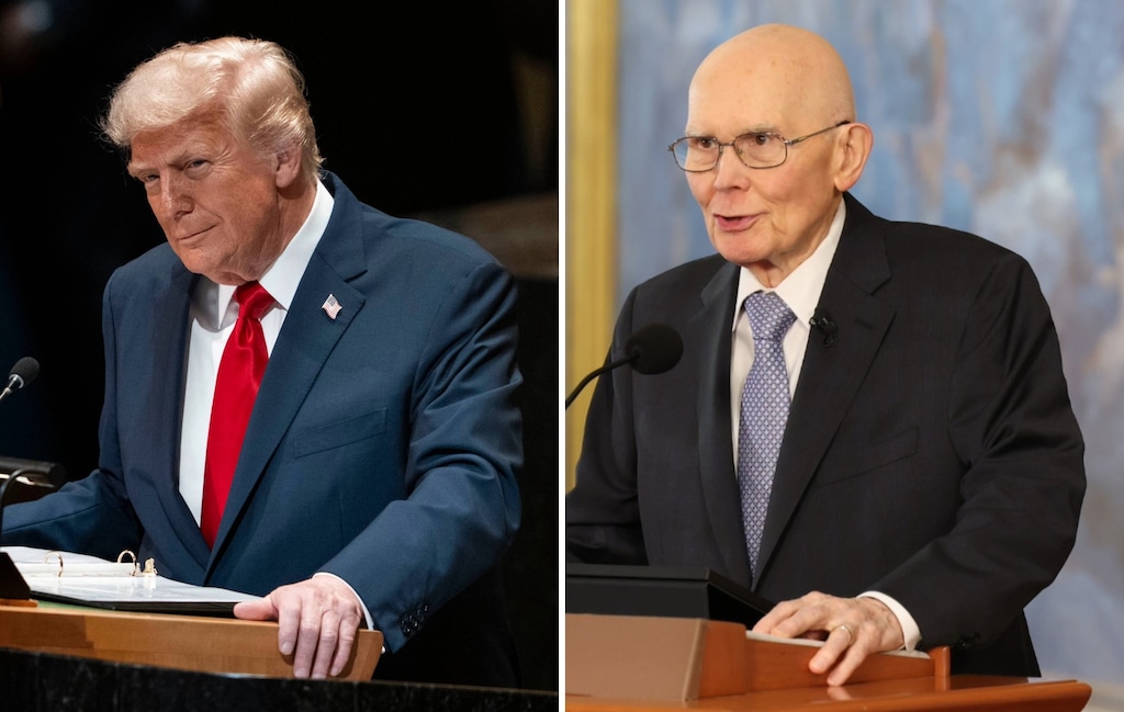(The New York Times; The Church of Jesus Christ of Latter-day Saints) U.S. President Donald Trump, left, and Church of Jesus Christ of Latter-day Saints President Dallin H. Oaks.