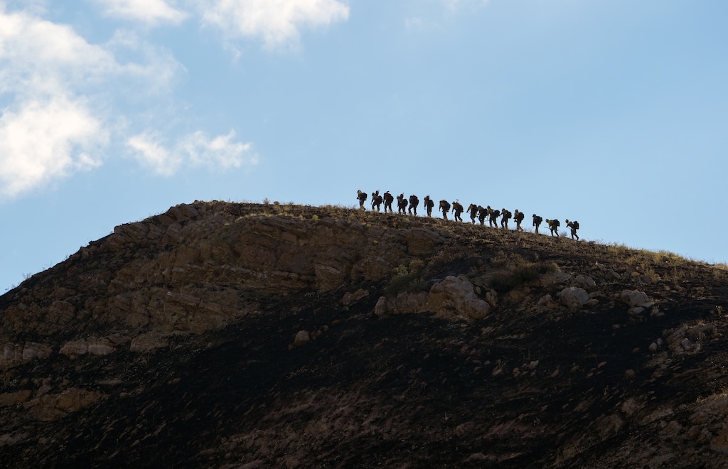 (Chris Samuels | The Salt Lake Tribune) Hand crews continue to work on the Bonneville Fire in Salt Lake City, Monday, June 22, 2026.