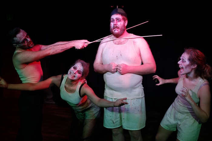 (Courtesy photo) Shawn Saunders, from left, Brenda Hattingh, Leviticus Brown and Emily Nash perform in “Shockheaded Peter,” a macabre German musical crafted out of cautionary tales about the delightful, horrible consequences of children’s disobedience, which is the latest production by Sackerson theater company.