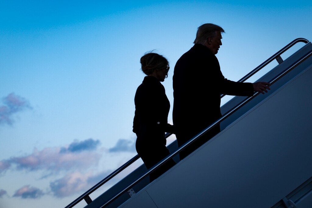 (Pete Marovich | The New York Times)
On the final morning of his presidency, Donald Trump and first lady Melania Trump board Air Force One at Joint Base Andrews, on their way to Mar-a-Lago, his private club in Palm Beach, Fla., Jan. 20, 2021. “To be sure, Trump has done real and lasting damage to this country,” writes New York Times columnist Charles Blow. “He has tested the rules we thought might constrain a president and found them wanting. He has shown the next presidential hopeful with authoritarian tendencies that authoritarianism can gain a foothold here.”