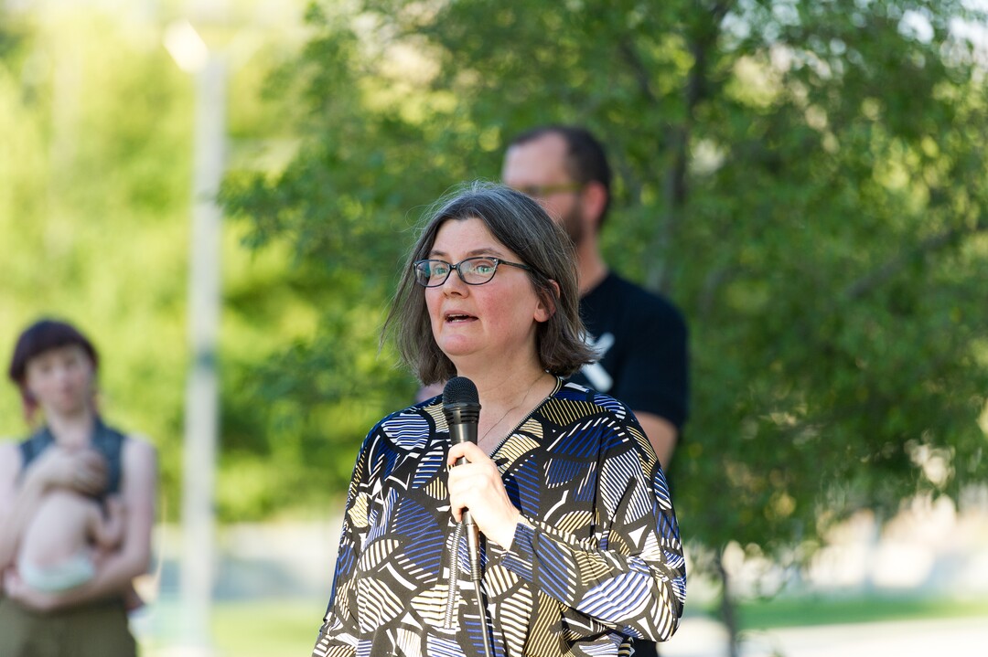 (Alex Gallivan | Special to the Tribune) Attorney Karra Porter, who represents Alex Wubbels, speaks at an Emergency Rally hosted by Utah Against Police Brutality, in response to the arrest of U of U nurse Alex Wubbels. Wubbels was arrested by SLCPD Detective Jeff Payne after she refused to take blood from an unconscious patient, which is against hospital policy.