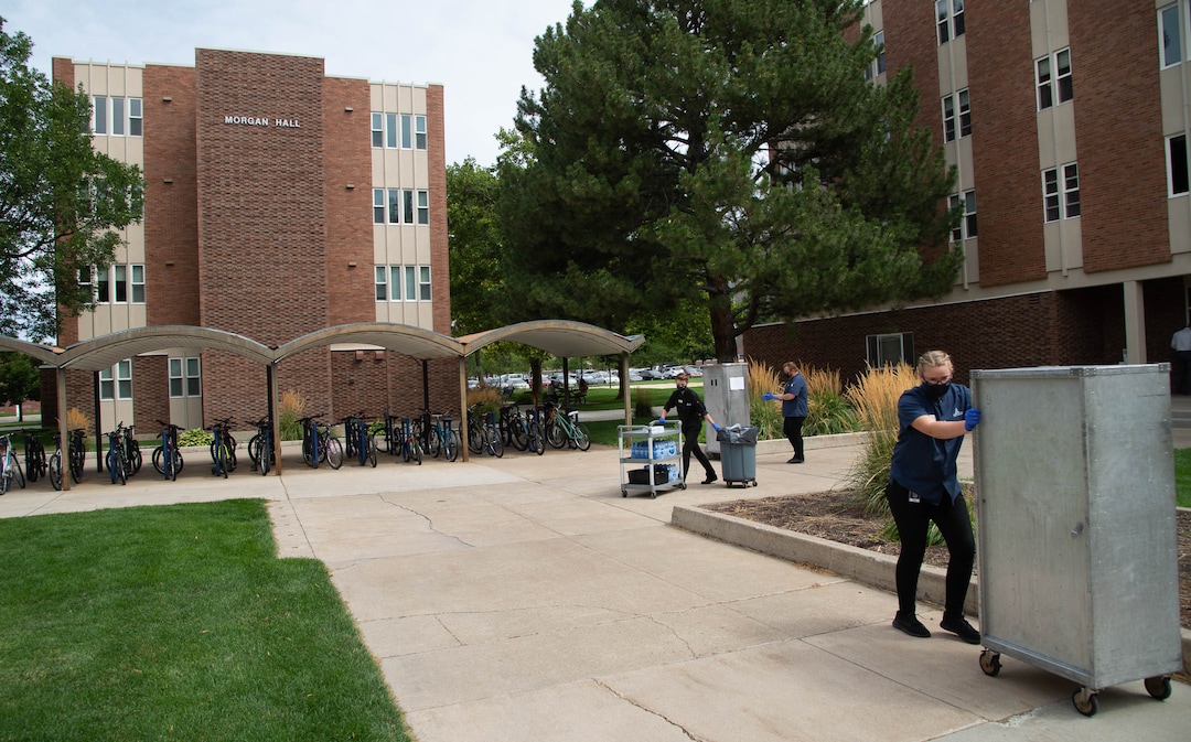 (Francisco Kjolseth  |  The Salt Lake Tribune) Bag lunches are delivered to four Utah State University dormitories on Monday, August 0831, 2020, where 287 residents were asked to  quarantine after elevated levels of COVID-19 were found in wastewater samples.