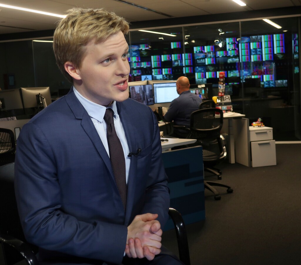 (AP Photo/Ted Shaffrey) Ronan Farrow, a contributing writer for the New Yorker, speaks with reporters at Associated Press headquarters in New York, Friday, July 27, 2018. Farrow, who wrote a Pulitzer Prize-winning story for the New Yorker on the sexual misconduct allegations against media mogul Harvey Weinstein, has written a similar story for the magazine on CBS Chief Executive Officer, Les Moonves.