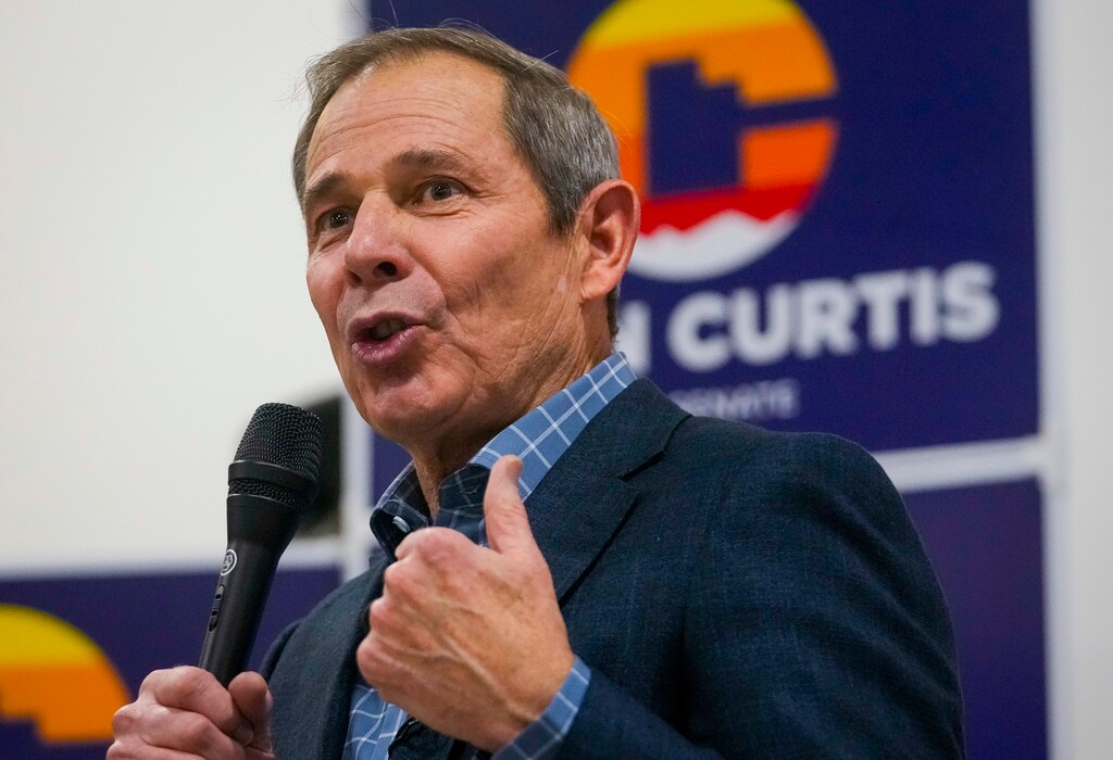 (Bethany Baker  |  The Salt Lake Tribune) Republican candidate for U.S. Senate John Curtis speaks at his campaign kickoff in Orem on Monday, Jan. 22, 2024.