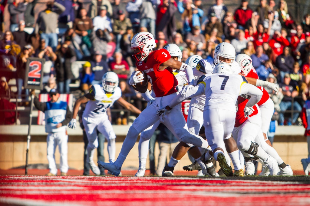 (Jordan Allred/The Spectrum via AP) | Southern Utah quarterback Patrick Tyler (3) rushes for a touchdown during an NCAA college football game Saturday, Nov. 18, 2017, in Cedar City, Utah. SUU has accepted an invitation to join a newly reconstituted Western Athletic Conference for football, along with neighboring rival Dixie State.