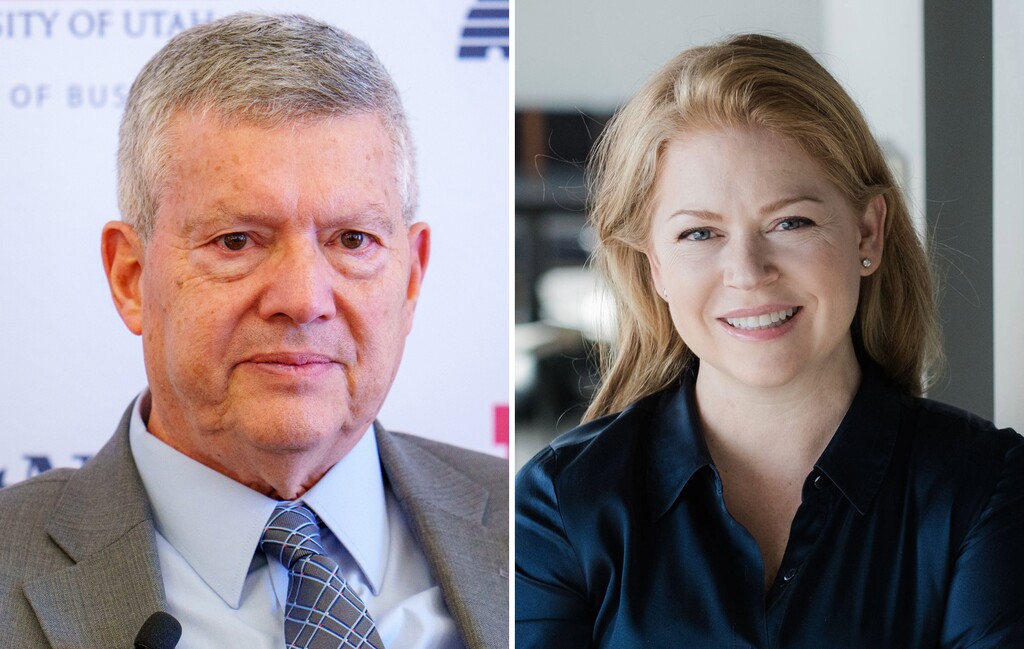 (The Salt Lake Tribune; Manuel campaign) Republican Wayne Harper, left, and unaffiliated candidate Monnica Manuel, candidates for the Senate District 16 election.