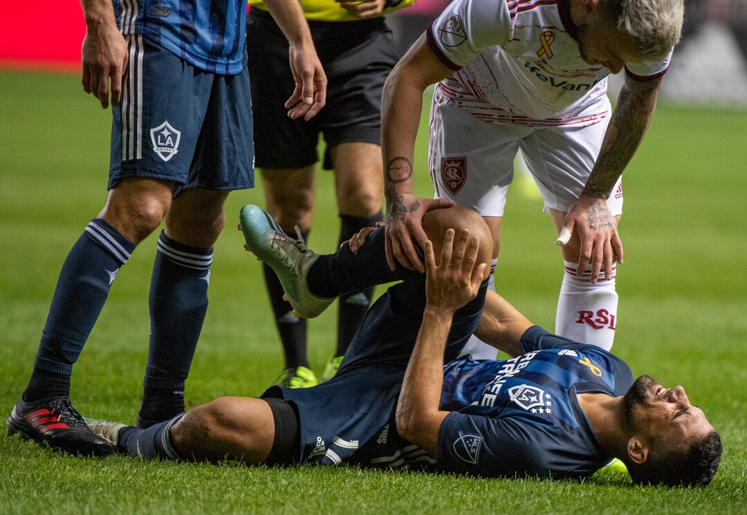 (Rick Egan  |  The Salt Lake Tribune)      RReal Salt Lake midfielder Albert Rusnak (11) helps Los Angeles Galaxy midfielder Sebastian Lletget  to his feet, in MLS soccer action between Real Salt Lake and Los Angeles Galaxy at Rio Tinto Stadium, Wednesday, Sept. 25, 2019.