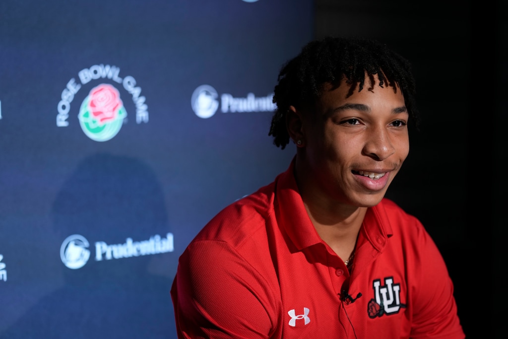 (Marcio Jose Sanchez | AP) Utah running back Micah Bernard answers questions during a press conference ahead of the Rose Bowl NCAA college football game against Penn State Friday, Dec. 30, 2022, in Los Angeles.