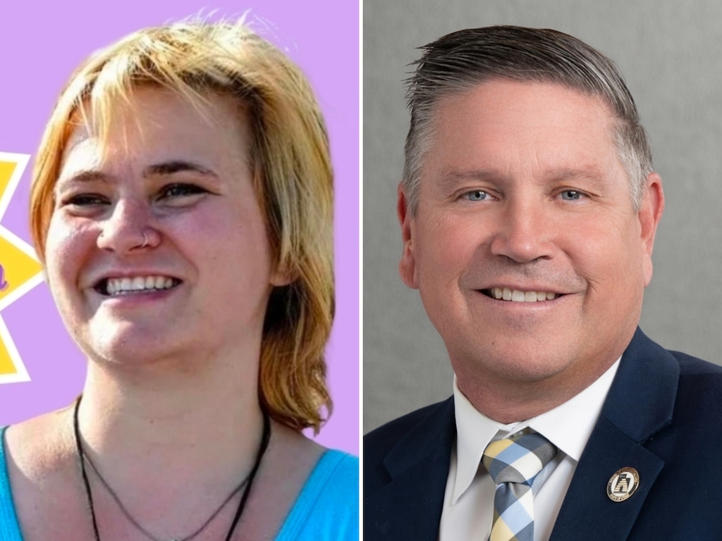 (Campaign photo; Utah House of Representatives) Natassja Grossman, left, and Val L. Peterson, candidates for the 2026 House District 56 election.