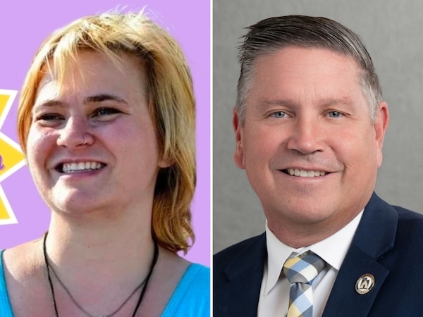 (Campaign photo; Utah House of Representatives) Natassja Grossman, left, and Val L. Peterson, candidates for the 2026 House District 56 election.