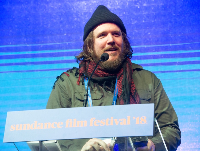 (Rick Egan  |  The Salt Lake Tribune)     Benjamin Dickey,  accepts the U.S. Dramatic Special Jury Award for Achievement in Acting, for the film Blaze,
at the 2018 Sundance Film Festival Awards Night, Saturday, January 27, 2018.


