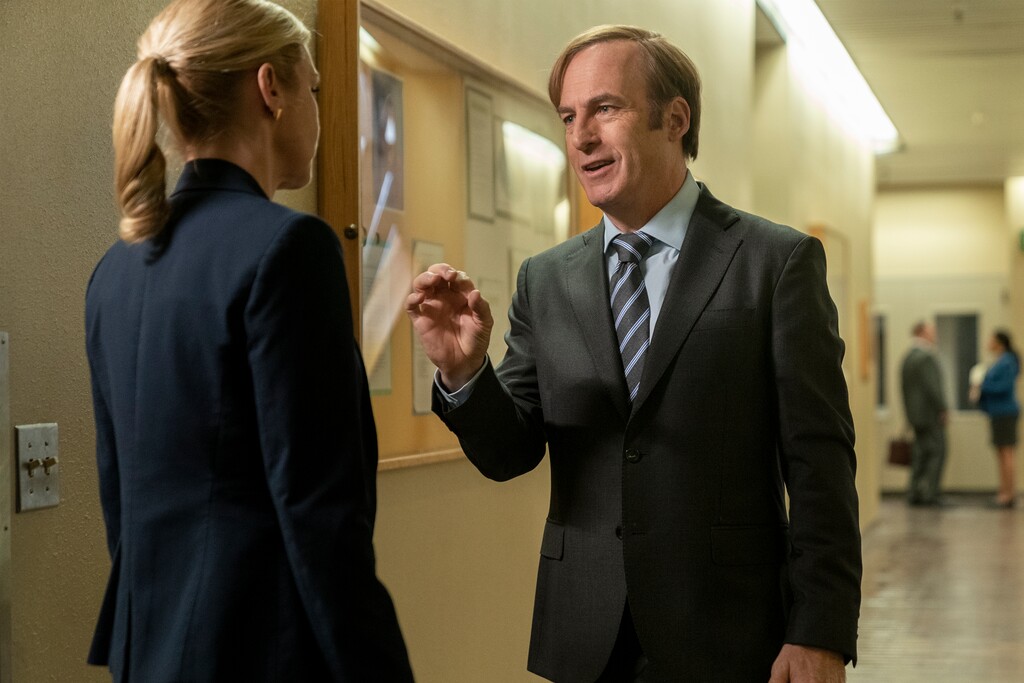 (Photo courtesy of Warrick Page/AMC/Sony Pictures Television) Rhea Seehorn as Kim Wexler and Bob Odenkirk as Jimmy McGill in "Better Call Saul."
