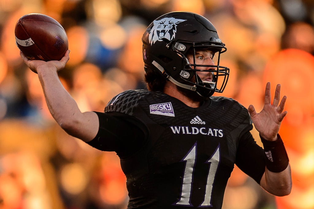 (Trent Nelson | The Salt Lake Tribune)  Weber State quarterback Stefan Cantwell passes the ball as Weber State hosts Southern Utah earlier this season.