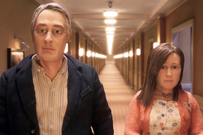 (photo courtesy Paramount Pictures) Michael (left, voiced by David Thewlis) and Lisa (voiced by Jennifer Jason Leigh) have an awkward first date, in the 2015 stop-motion drama "Anomalisa."