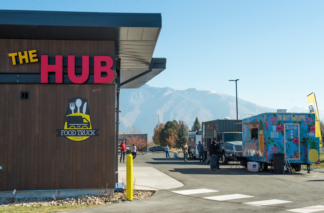 (Rick Egan  |  The Salt Lake Tribune)       The Hub Food Truck Park in South Jordan, where food trucks park outside, but guests can eat inside, Monday, Nov. 12, 2018.