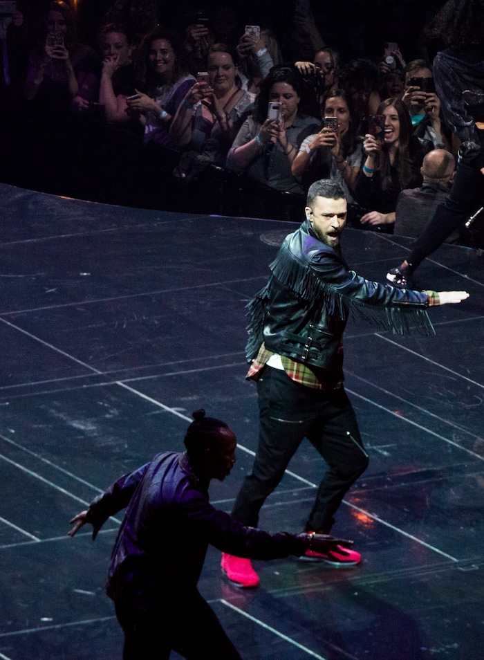 (Rick Egan  |  The Salt Lake Tribune)   Justin Timberlake performs at Vivint Smarthome Arena in Salt Lake City, Thursday, April 12, 2018.
