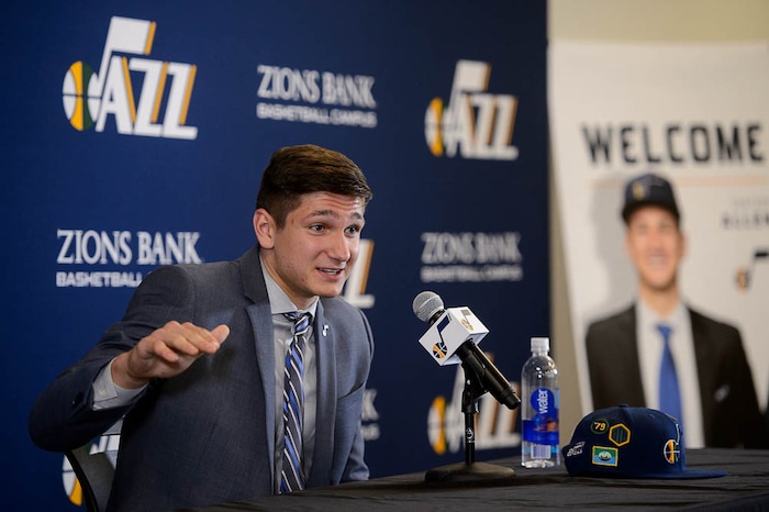 (Trent Nelson | The Salt Lake Tribune)
The Utah Jazz introduce their top draft pick Grayson Allen in Salt Lake City, Wednesday June 27, 2018.