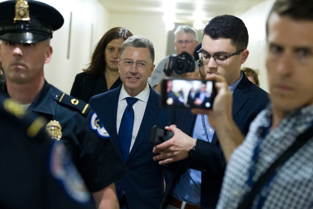 (Jose Luis Magana | AP) Kurt Volker, a former special envoy to Ukraine, is leaving after a closed-door interview with House investigators as House Democrats proceed with the impeachment investigation of President Donald Trump, at the Capitol in Washington, Thursday, Oct. 3, 2019.