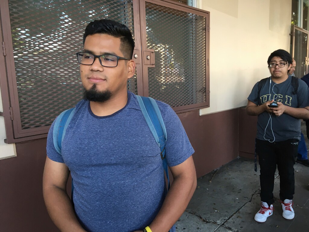 This Thursday, Sept. 28, 2017 Oscar Gaytan, waits in line at CHIRLA (Coalition for Humane Immigrant Rights Los Angeles) to renew his work permit under an expiring Obama-era program for immigrants brought to the country as children. After Oct. 5, 2017, no one else can renew under the program that has let nearly 800,000 immigrants brought to the United States as children work in the country even though they lack legal papers. (AP Photo/Amy Taxin)