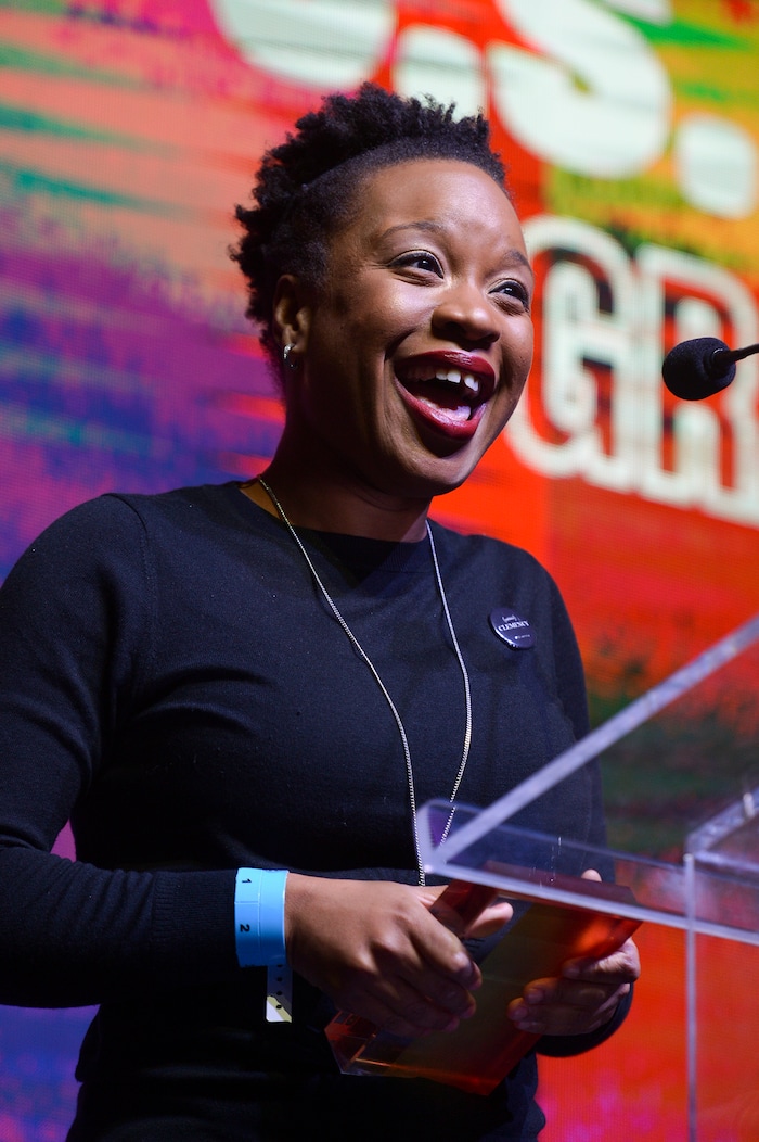 Leah Hogsten  |  The Salt Lake Tribune   Director Chinonye Chukwu accepts the Sundance U.S. Grand Jury Prize for Dramatic for her film Clemency, during the awards ceremony for the 2019 Sundance Film Festival at the Basin Fieldhouse in Park City, Feb. 2, 2019. 