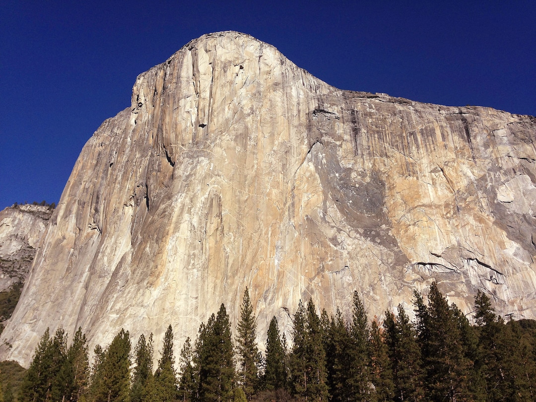FILE - This Jan. 14, 2015, file photo, shows El Capitan in Yosemite National Park, Calif. Two climbers have set a new speed record for ascending the famous Nose route of El Capitan, one of the world's most technical and dangerous verticals. Alex Honnold and his climbing partner Tommy Caldwell on Wednesday, May 30, 2018, raced up the nearly 90-degree, 2,900-foot precipice in 2 hours 10 minutes 15 seconds. (AP Photo/Ben Margot, File)