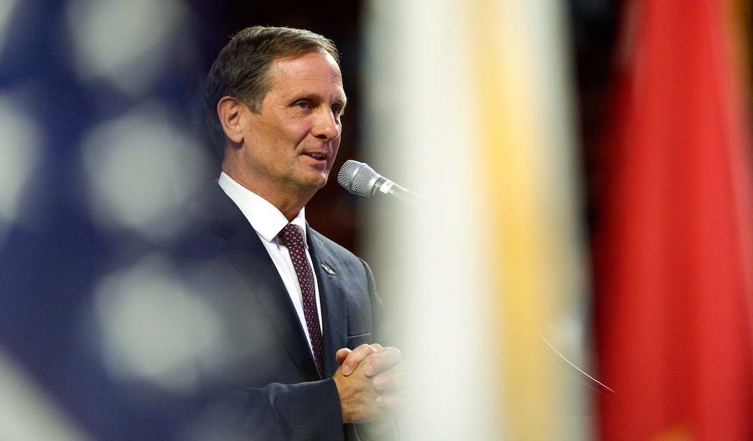 (Leah Hogsten  |  The Salt Lake Tribune) Incumbent Chris Stewart, Representative for Utah's 2nd Congressional District, won the nomination at the Utah Republican Nominating Convention Saturday, April 21, 2018 with 74% of the vote. 