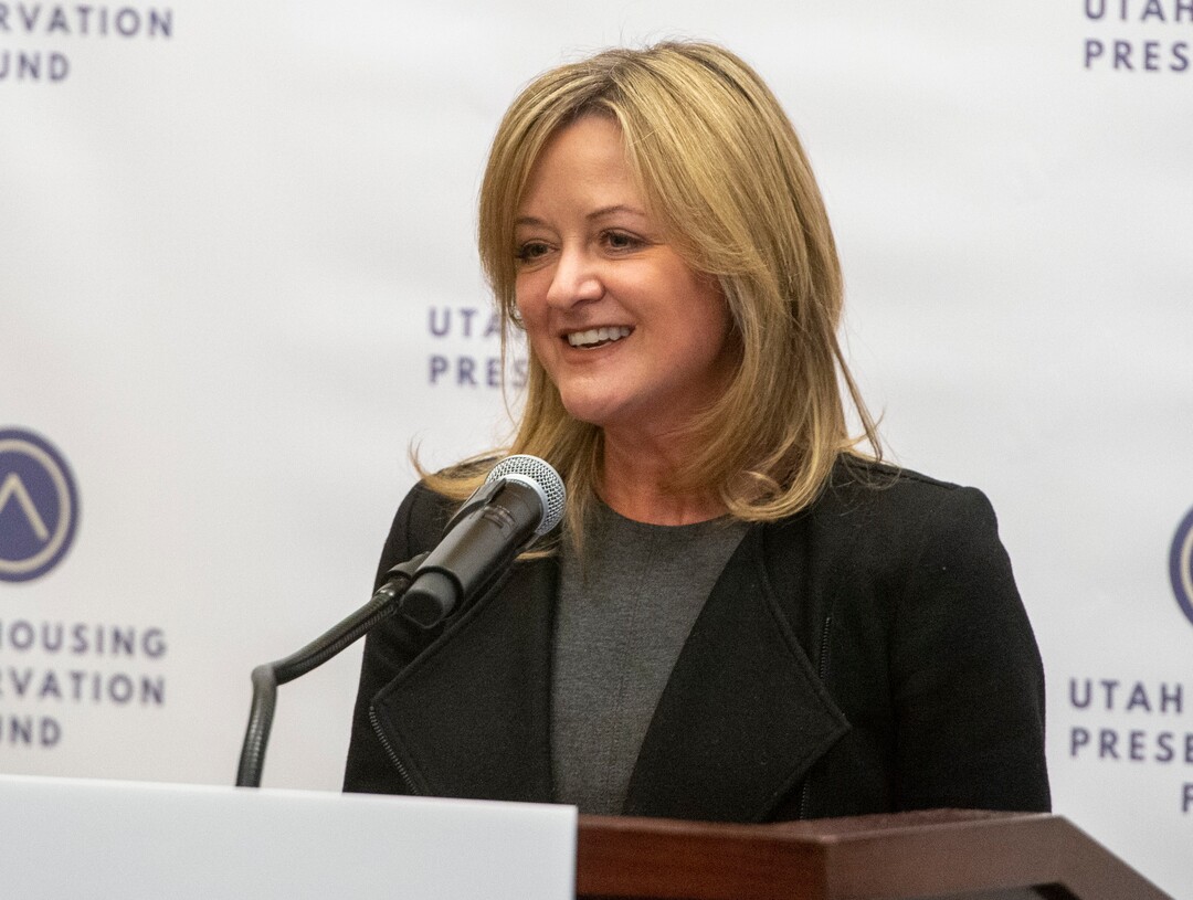 (Rick Egan  |  The Salt Lake Tribune)    Mikelle Moore, Intermountain Healthcare’s Senior Vice President and Chief Community Health Officer, says a few words about the $100 million private-sector driven effort to preserve affordable housing in Utah, at a news conference at the Utah State Capitol, Monday March 2, 2020
