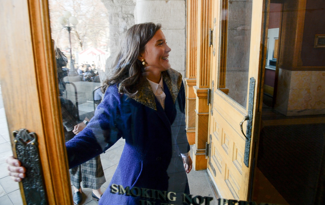 (Francisco Kjolseth  |  The Salt Lake Tribune) Erin Mendenhall enters Salt Lake City Hall for the first time as Mayor of the city following inauguration ceremonies on Monday, Jan. 6, 2020.