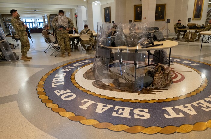 (Francisco Kjolseth  | The Salt Lake Tribune) The Utah State Legislature opens the 2021 legislative session at the Capitol in Salt Lake City under heightened security by the National Guard on Tuesday, Jan. 19, 2021.