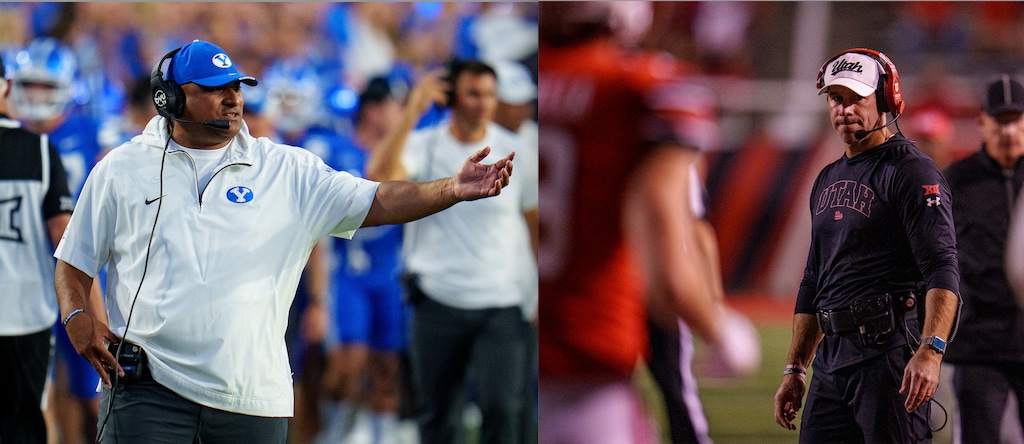 (Trent Nelson | The Salt Lake Tribune) Kalani Sitake and Morgan Scalley offer a compelling contrast this season.