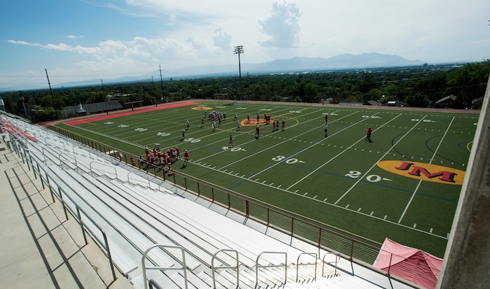 (Rick Egan  |  The Salt Lake Tribune)  Judge Memorial football field ,Wednesday, August 8, 2017.