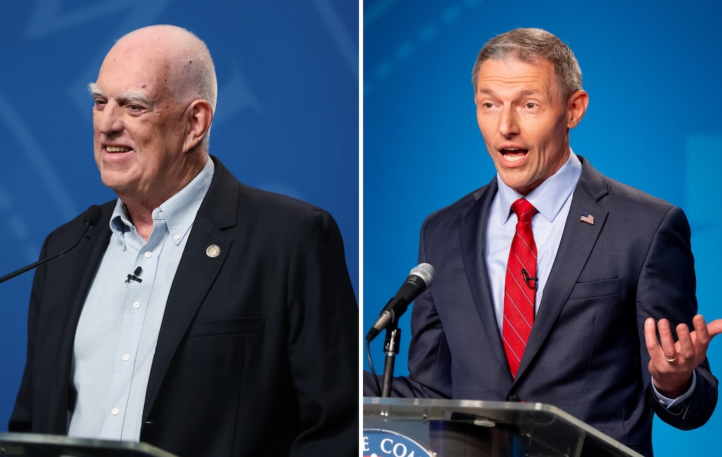 (Jeffrey D. Allred, Spenser Heaps | Pool) Glenn Wright, left, and Mike Kennedy, candidates for the 3rd Congressional District election.