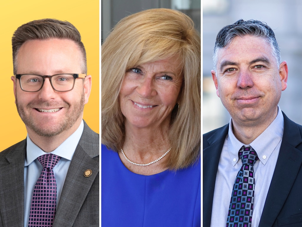 (Campaign photos) From left: Brady Brammer, Kandee Myers, and Wayne Woodfield, candidates for the 2026 Senate District 21 election.