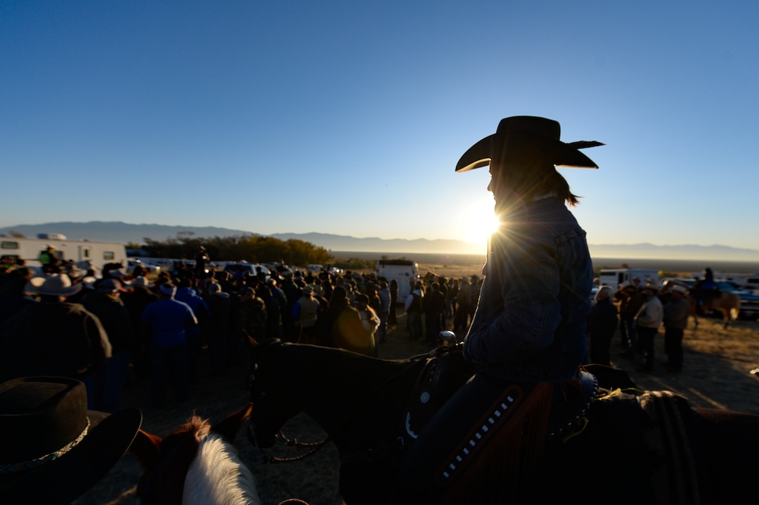(Francisco Kjolseth  |  The Salt Lake Tribune)  Caitlin Cottam of Springville joins the cowboy meeting as she gets ready to ride in her first Bison Roundup, Saturday, Oct. 26, 2019, on Antelope Island, a state park located near Syracuse in Davis County. Every year Utah wildlife and parks officials move the animals from across the island so they can be weighed, tagged and given health screenings.