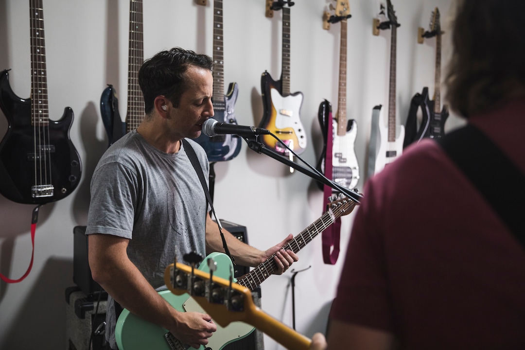 (Clark Clifford  |  For The Salt Lake Tribune) Bryce Taylor of Noble Bodies practices for an upcoming show at the band's rehearsal space in Orem on Saturday, Aug. 3, 2019.