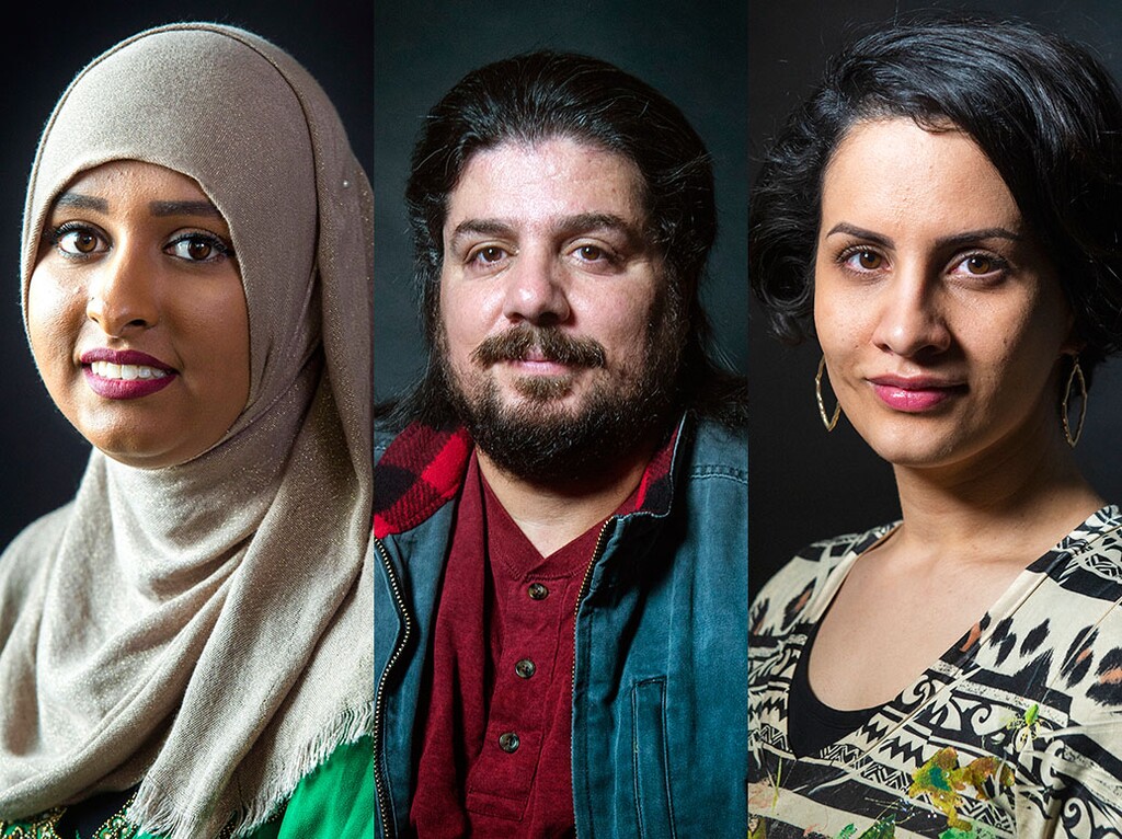 (Rick Egan  |  The Salt lake Tribune) Halima Noor from Somalia, left, Nour Eddin fro Syria, center, and Yasaman Keshavarz from Iraq.