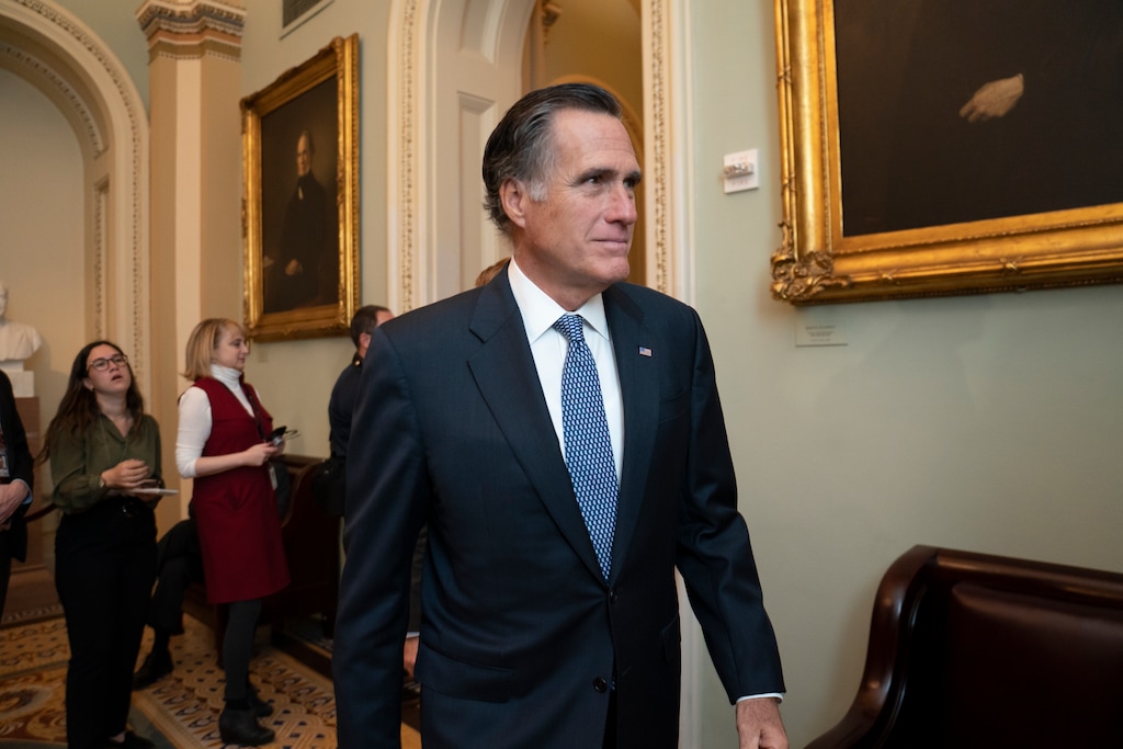 (J. Scott Applewhite | AP) Sen. Mitt Romney, R-Utah, arrives for a closed meeting with fellow Republicans about the looming impeachment trial of President Donald Trump, at the Capitol in Washington, Tuesday, Jan. 7, 2020.