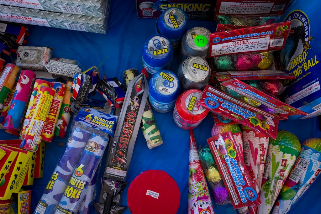 (Bethany Baker  |  The Salt Lake Tribune) Fireworks sit on a table at a Dragon Dynamite Fireworks stand in Clinton on Monday, June  29, 2026.